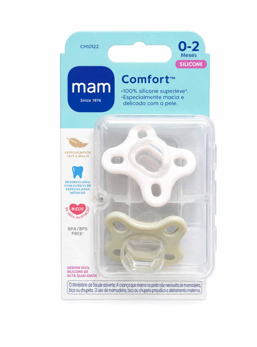 Chupeta MAM Comfort 100% silicone - 0-2 meses - Embalagem Dupla