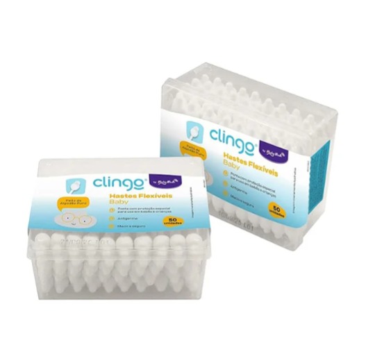 Hastes Flexíveis Baby Clingo Cotonetes 50 Unidades