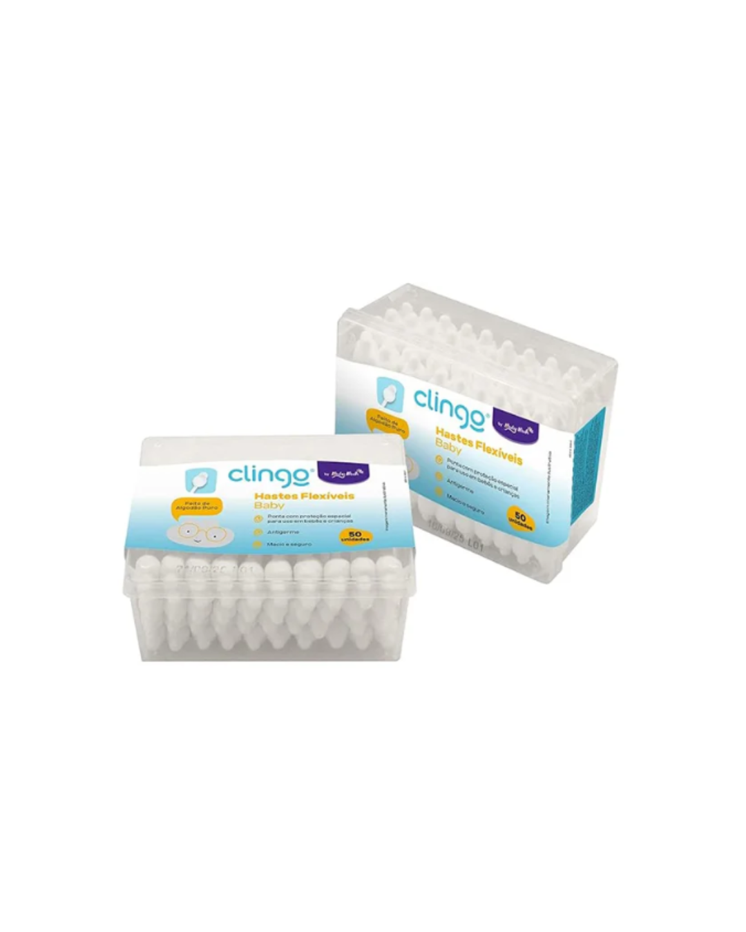 Hastes Flexíveis Baby Clingo Cotonetes 50 Unidades