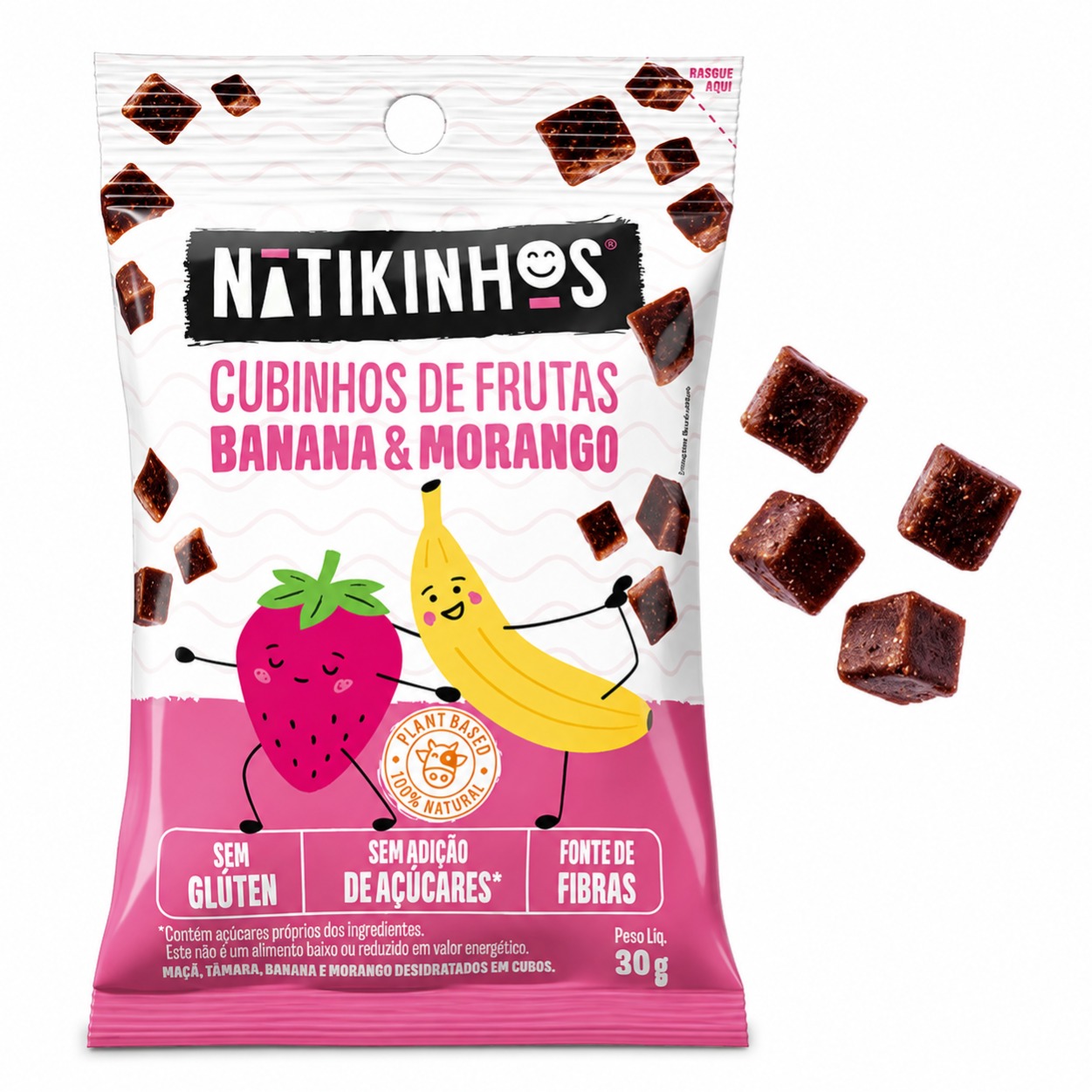 Cubinhos de Frutas Banana e Morango