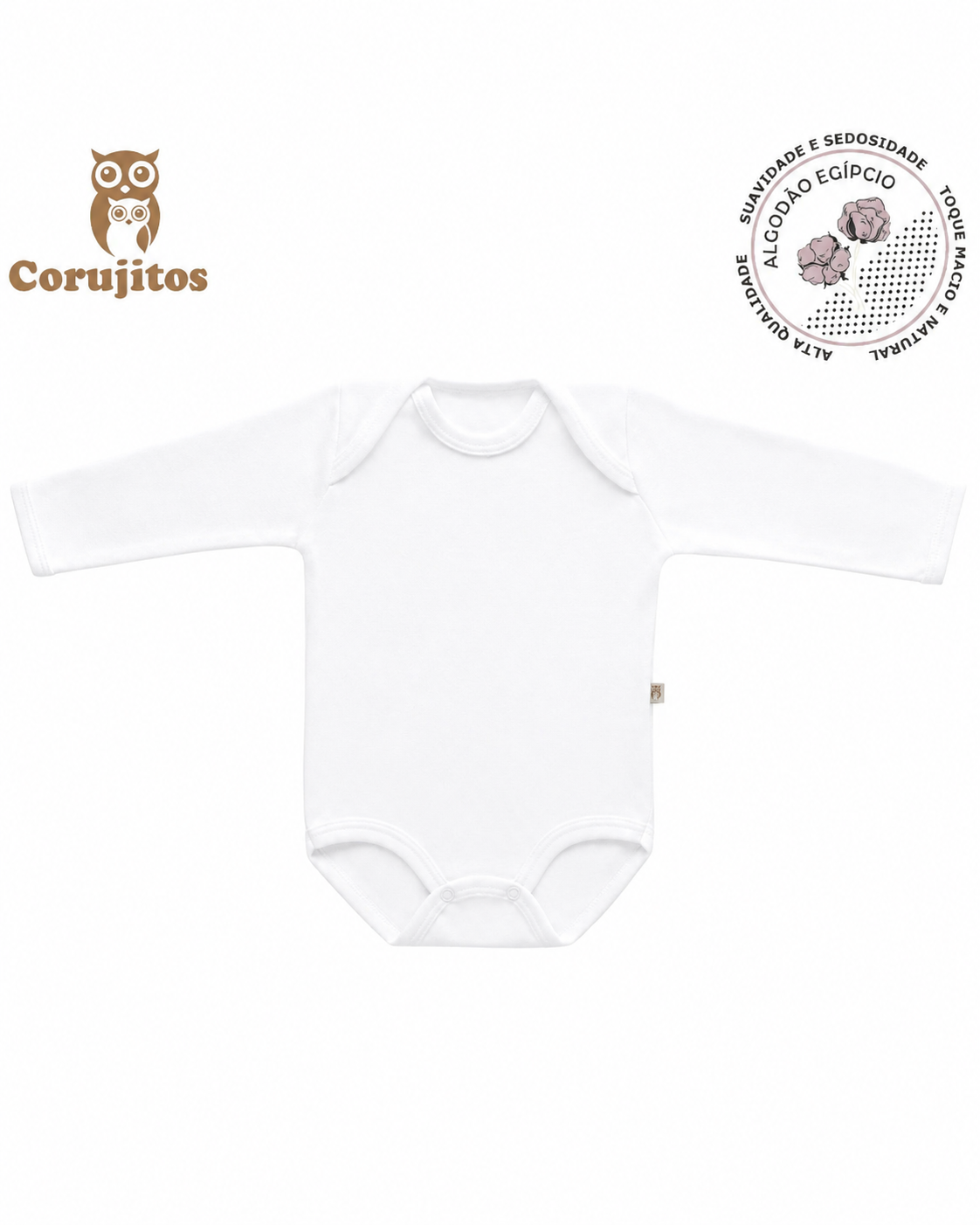 Body Manga Longa Tamanho - Fio Egípcio - Branco