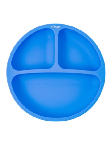Prato Silicone Com Divisória Colors Azul