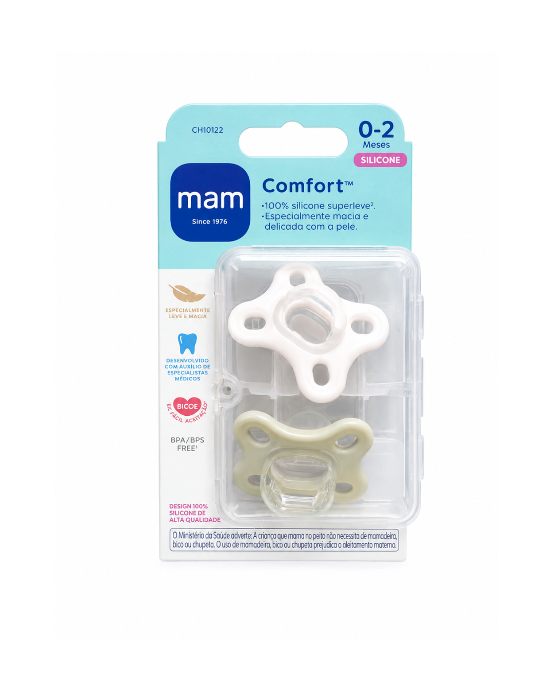 Chupeta MAM Comfort 100% silicone - 0-2 meses - Embalagem Dupla - 1
