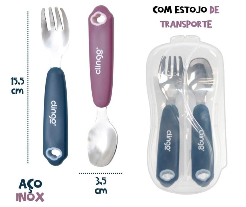 Talheres Metal Com Estojo Colors Rosa - Clingo - 2