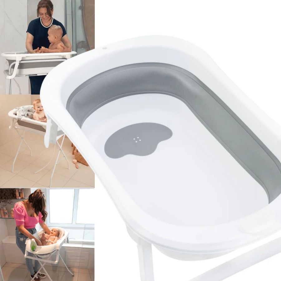 Banheira Dobravel Portatil para Bebe Compacta Galzerano Koa Cinza - 2